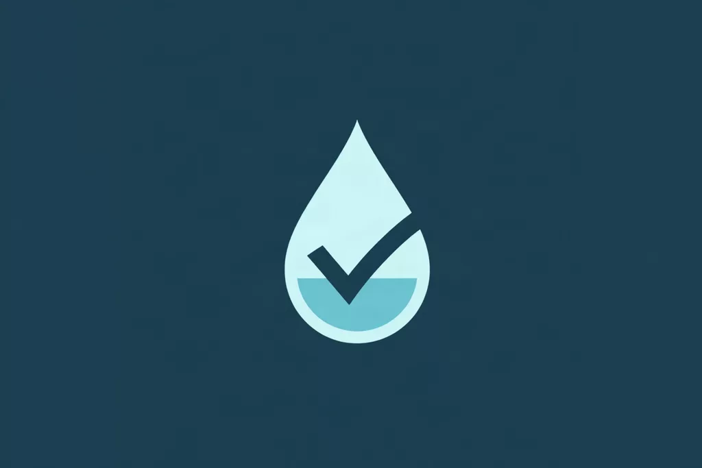 Water drop icon with a checkmark, marking Yukon water as safe to drink